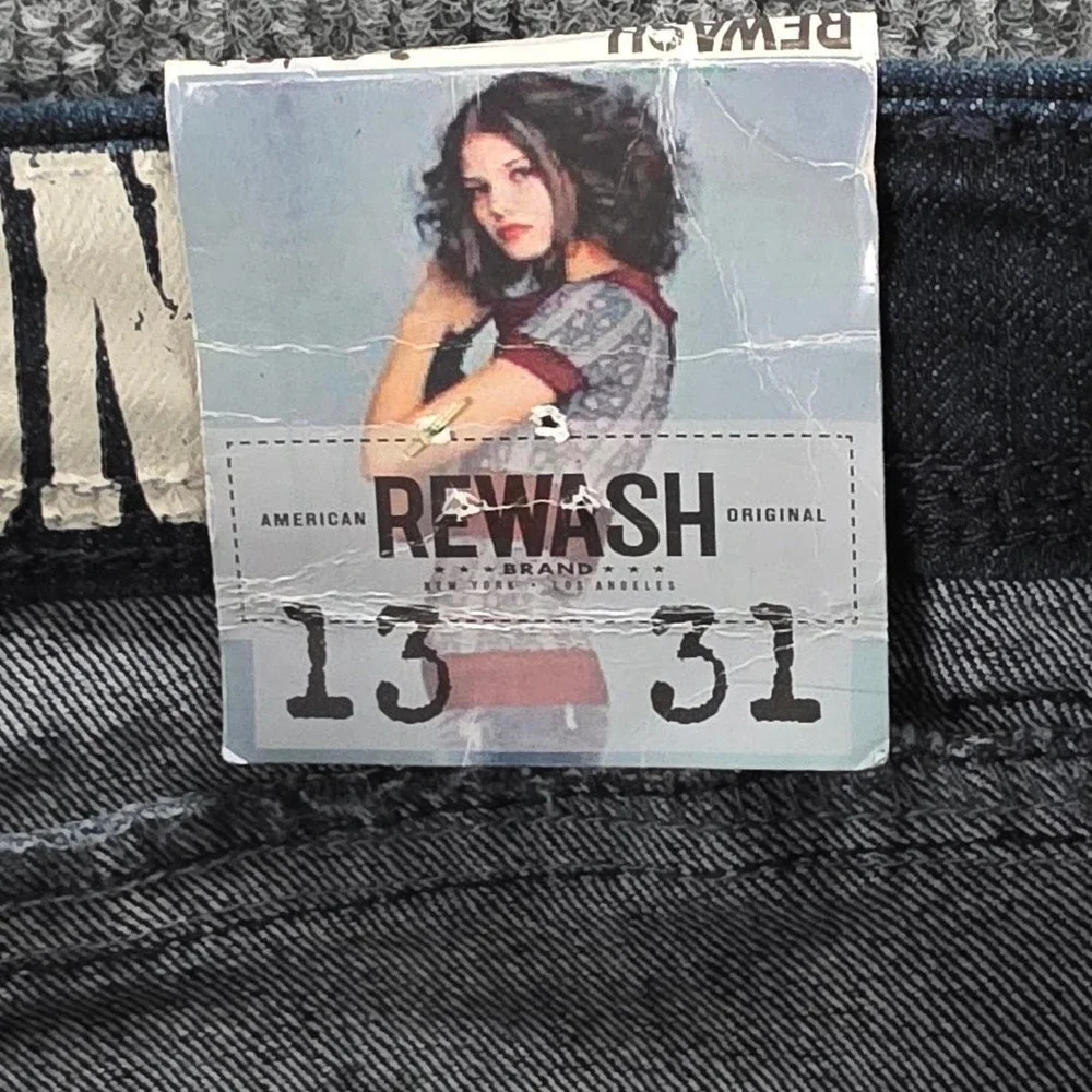 Rewash Vintage Reunion‎ Distressed Flare Jeans Dark Wash Blue Womens 13/31 Curvy